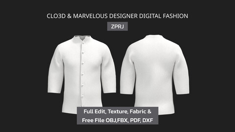 Men's Koko Shirt CLO3D & Marvelous Designer 3D ZPRJ