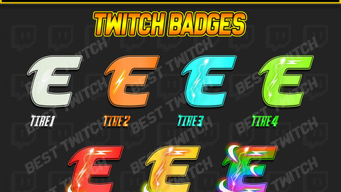 E letter logo sub badges & bits kick emotes ! BestTwitch