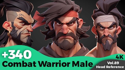 +340 Combat Warrior Male Head references (4k)