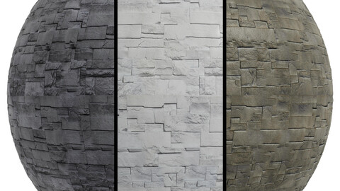 FB618 Dry Stack Faux Stone Siding covering | 3MAT | 4k | seamless | PBR