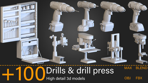 +100 Drills & drill presses-Kitbash -vol.02