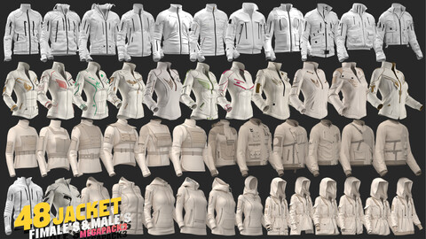 48 models of fimale's jacket megapack 40%off / marvelous & clo3d / OBJ / FBX
