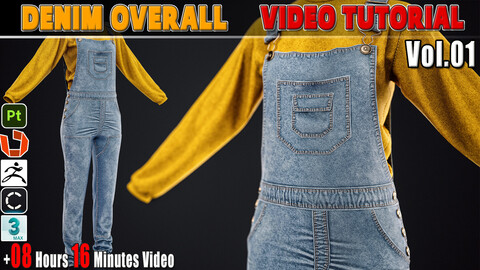 Realistic- Women's Denim Overall Full Creation Process Video Tutorial ( +8 Hours ) + Project Files Vol.01