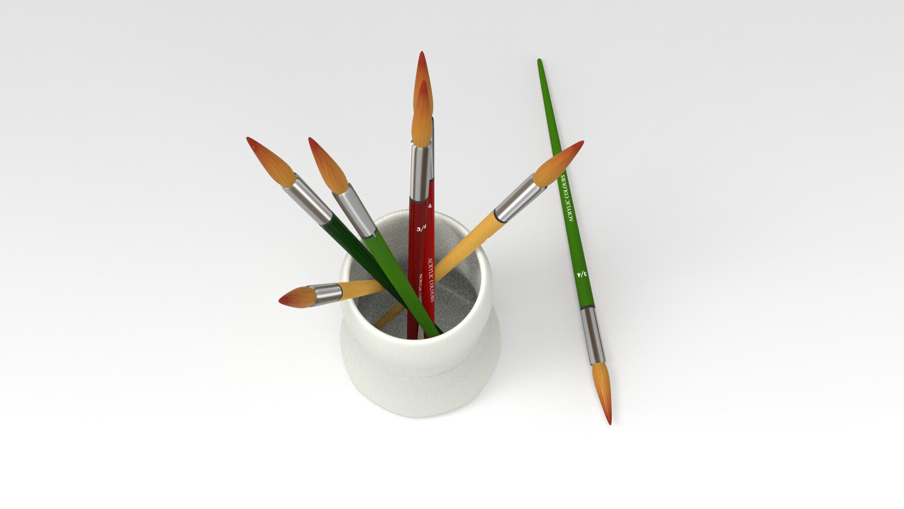 Wide painting brush 03 3D model