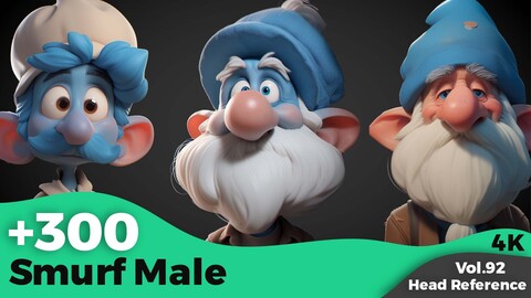 +300 Smurf Male Head Reference(4k)