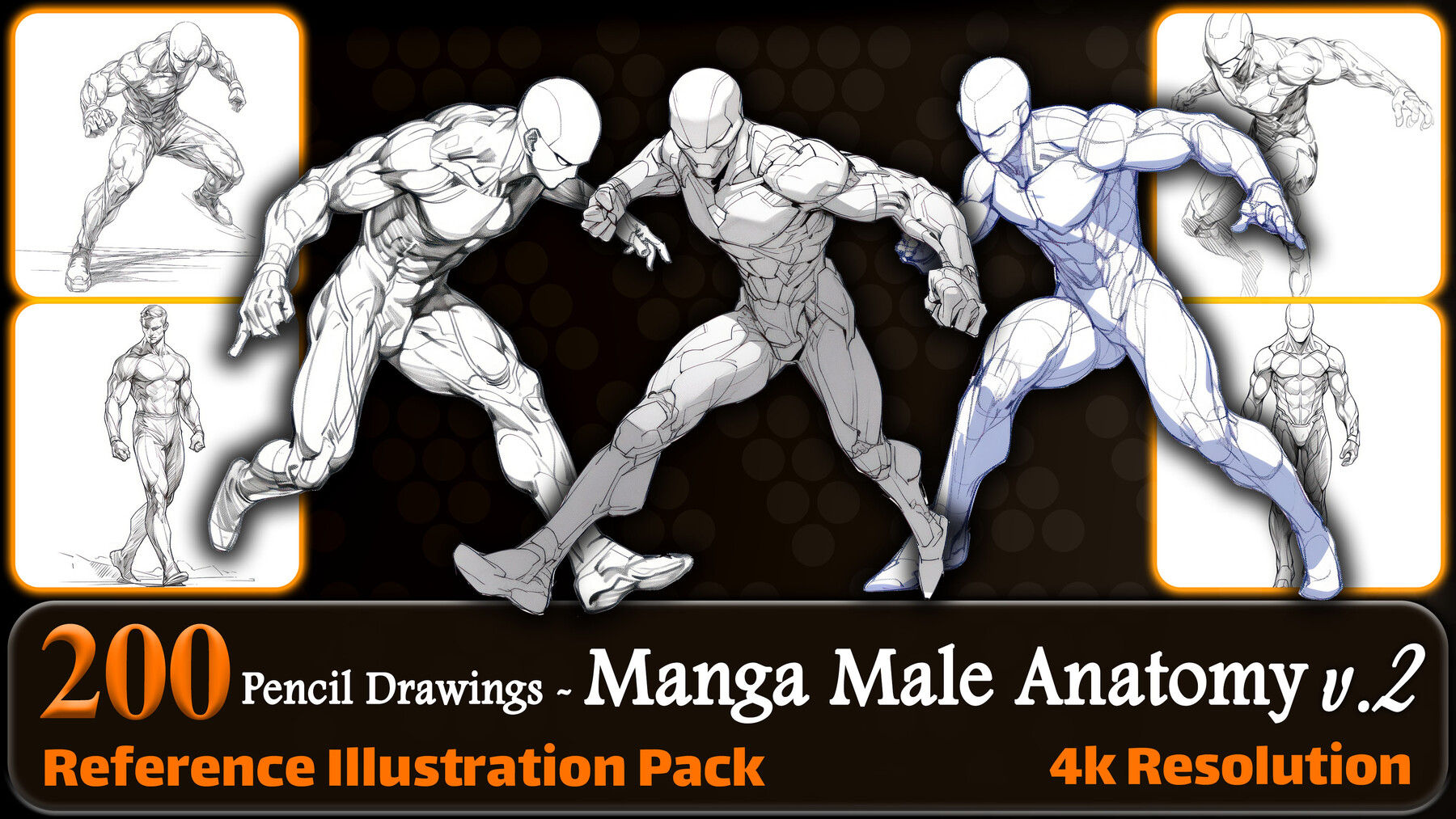 Amelie Anime - 200 Pencil Drawings of Manga Male Anatomy (Full Body ...