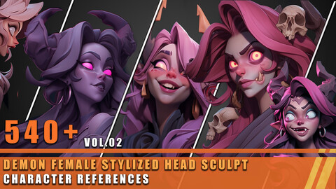 540+ Demon Female Stylized Head Sculpt - Character References Vol.02