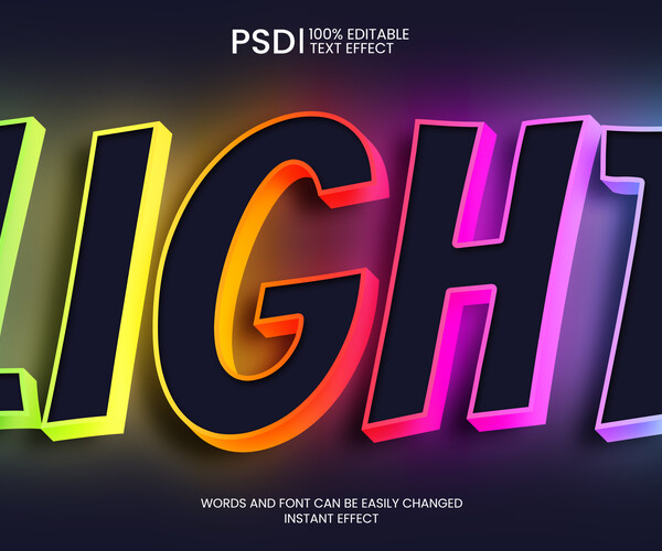 ArtStation - Light PSD fully editable text effect. Layer style PSD ...