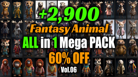 +2600 Fantasy Animal Mega Pack | 10 in 1 | 4K | Fantasy Animal Reference Pack Vol.06