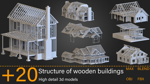 +20-Structure of wooden buildings-Kitbash -vol.02