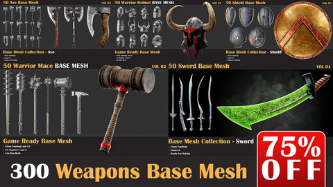 300 Weapons Base Mesh Bundle