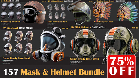157 Mask & Helmet Base Mesh Bundle