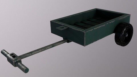 Old Wheelbarrow PBR Game Ready 3D Model