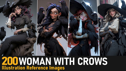 Woman With Crows | 4K Reference Images