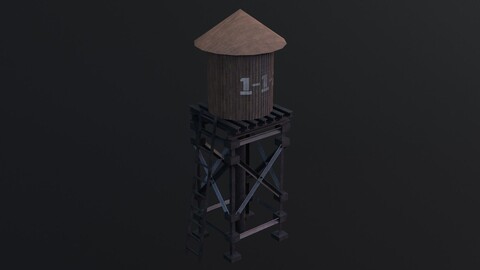 Water Tank Game Ready PBR Low Poly 3D Model