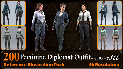 200 Feminine Diplomat Outfit Reference Pack | 4K | v.188