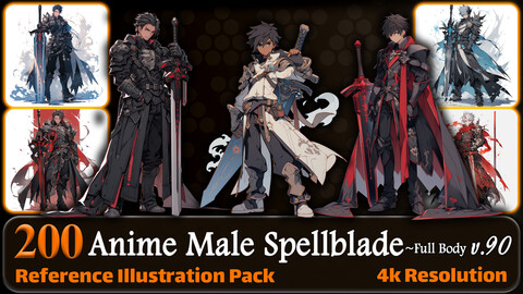 200 Anime Male Spellblade (Full Body) Reference Pack | 4K | v.90