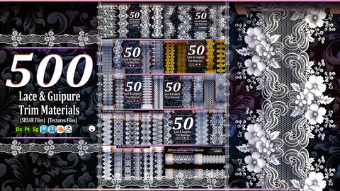 500 (SBSAR) Lace And Guipure Trim (Smart Materials And Texture File).Bundle