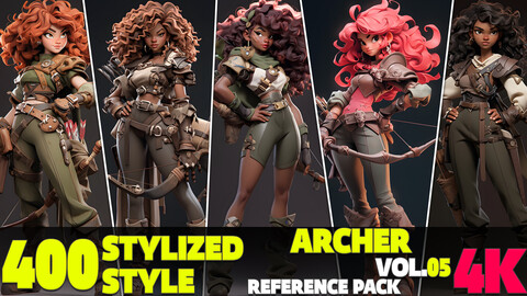 400 4K Stylized Archer Reference Pack Vol.05