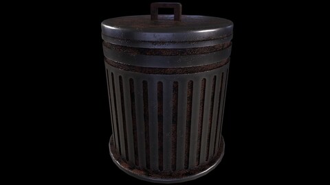 Trash Can Game Ready Low Poly 3D Model