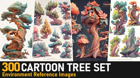 Cartoon Tree Set | 4K Reference Images