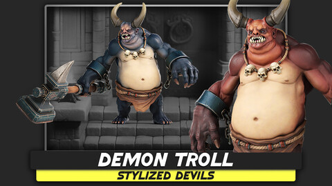 Demon Troll - Stylized Devils - Low Poly Mythical Warrior 3D Model - Rigged RPG Animated Character Monster - #22