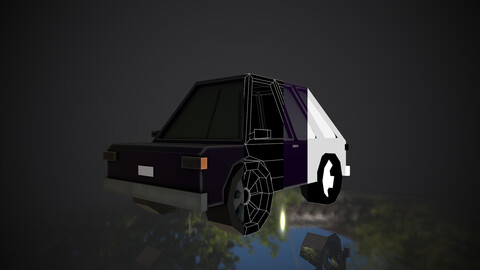 3d low poly purple car