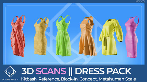 Dress Pack A | Scansmash | Scan based 3d models for Kitbash, Reference, Block-In, Concept. Metahuman Scale.