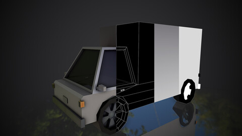 3d low poly truck car .