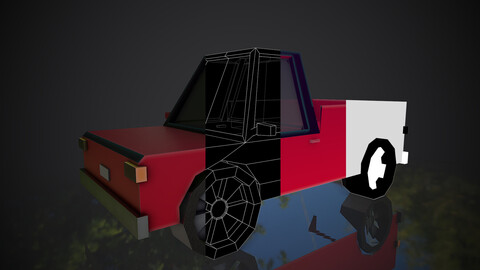 3d low poly car .