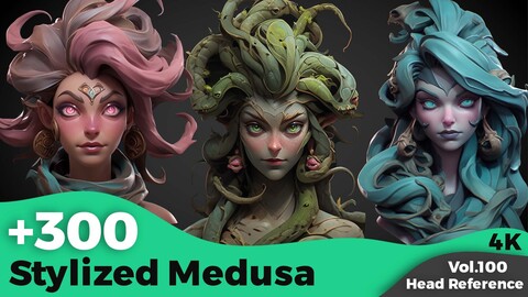 +300 Stylized Medusa Head Reference(4k)