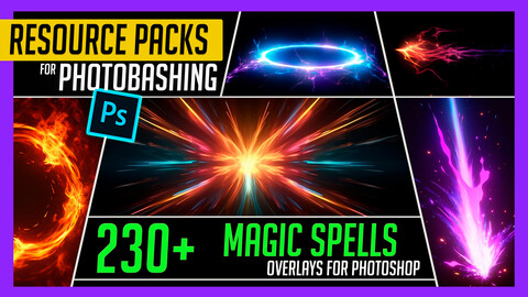 PHOTOBASH 230+ Magic Spell Overlay Effects Resource Pack Photos for Photobashing in Photoshop
