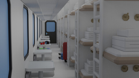 Cartoon Sleeper Train Interior 3D model