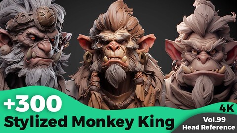 +300 Stylized Monkey King Head Reference(4k)