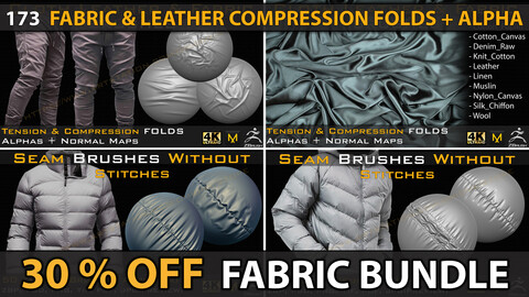 173 Fabric Brushes and Alphas Bundle ( 30% OFF ) VOL 02