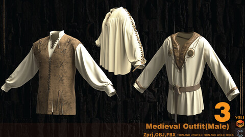 3Medieval Outfit (male) (MARVELOUS AND CLO3D)( ZPRJ,FBX,OBJ)