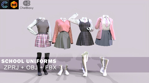 Realistic 3D Models Of School Uniforms