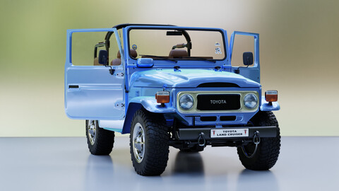 Toyota Land Cruiser FJ 40 Open roof Top With Interior And Rigging 3D Model