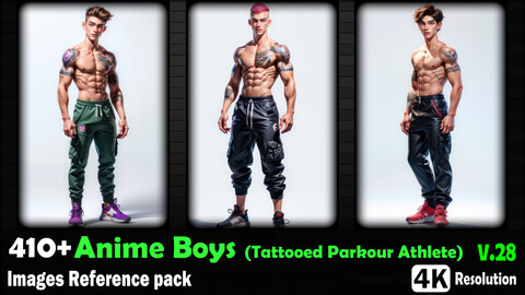 410+ Anime Boys (Tattooed Parkour Athlete) Images Reference Pack - 4K Resolution - V.28
