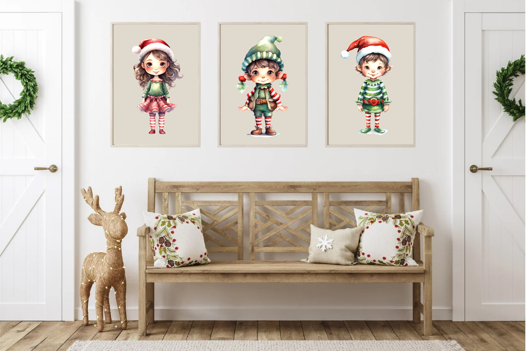 ArtStation - Watercolor Christmas Elves. Clipart Bundle. | Artworks