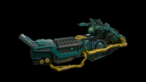 Low poly hover bike sci fi vehicle