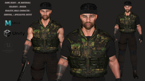 AAA 3D REALISTIC MALE CHARACTER - SURVIVAL / APOCALYPSE OUTFIT / HORROR