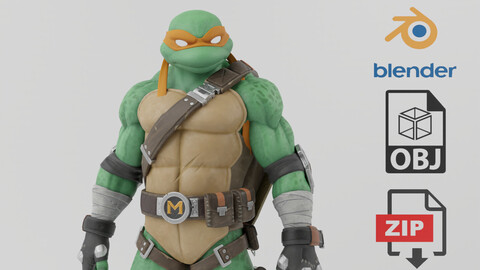 Michangelo TMNT Turtle Ninja Lowpoly RIgged