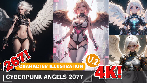 267 Cyberpunk Angels Winged Beauties in 4K Design Reference Art V2