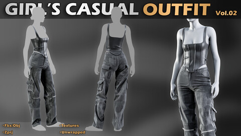 Girls Casual Outfit - Vol.02 (Zprj/Fbx/Obj)