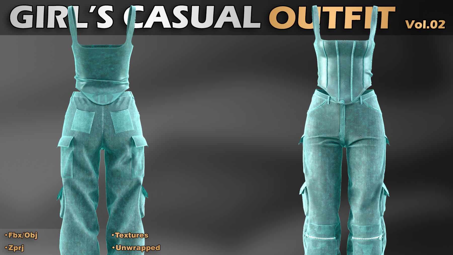 ArtStation - Girls Casual Outfit - Vol.02 (Zprj/Fbx/Obj) | Game Assets