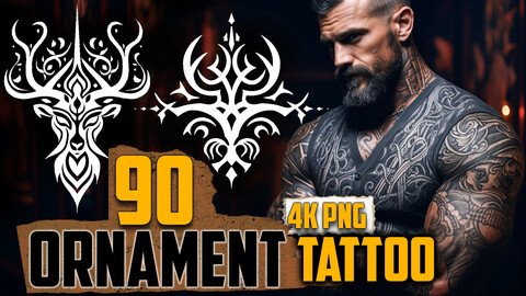 90 Ornament Tattoo (PNG Files)-4K- High Quality