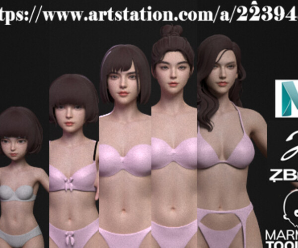 Artstation 5 Fine Looking Beautiful Female Basemesh From 6 To 40