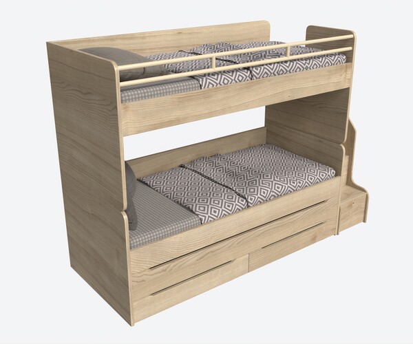 Artstation - Bunk Bed For Children With Storage And Boxes 