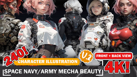 249 Space Navy/Army Mecha Beauties Cosmic Elegance in 4K Design Reference Art V2